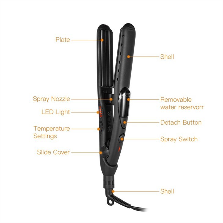 Temperature control steam hair straightener