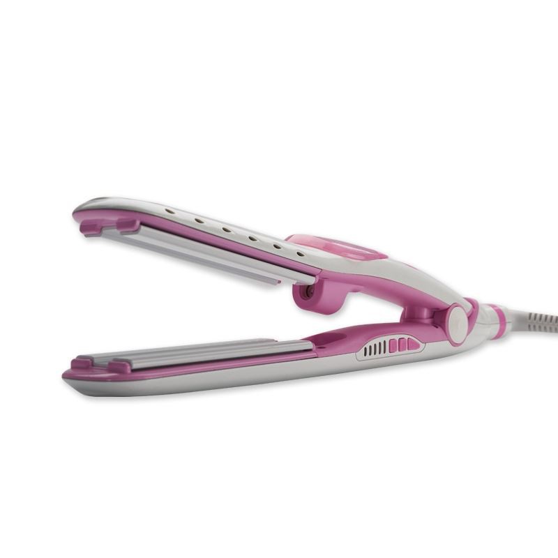 Temperature control steam hair straightener